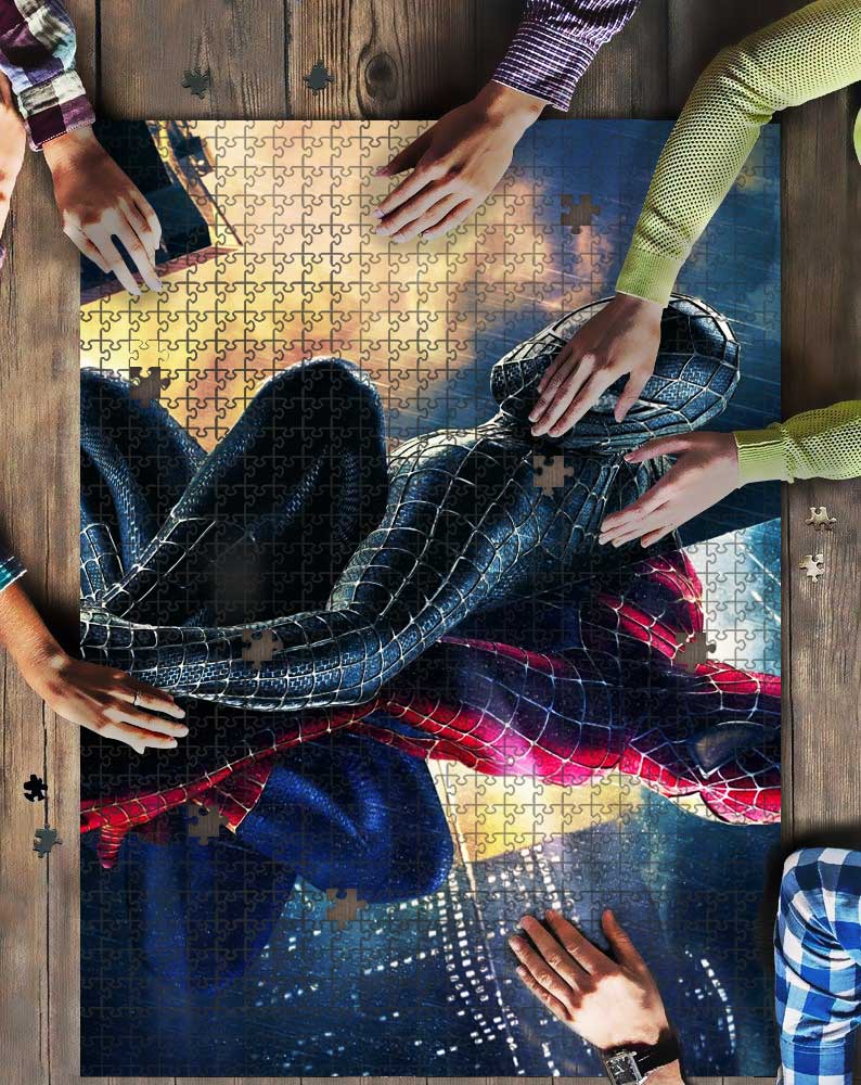 Spiderman Vs Dark Spiderman Mock Jigsaw Puzzle