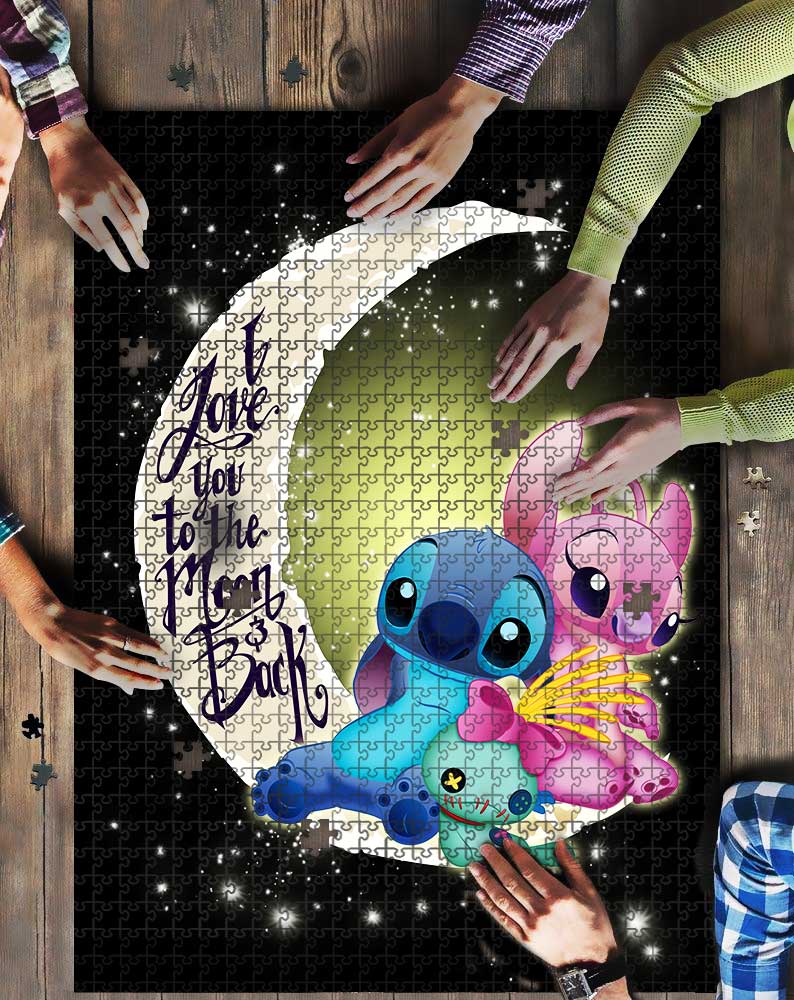 Stitch Couple Love To The Moon Mock Jigsaw Puzzle Kid Toys