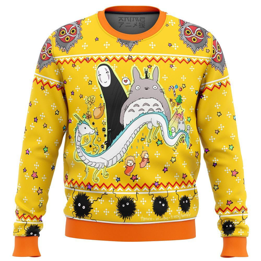 Studio Ghibli Yellow Premium Ugly Christmas Sweater Amazing Gift Idea Thanksgiving Gift