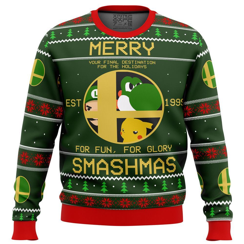 Super Smash Bros Merry Smashmas Premium Ugly Christmas Sweater Amazing Gift Idea Thanksgiving Gift