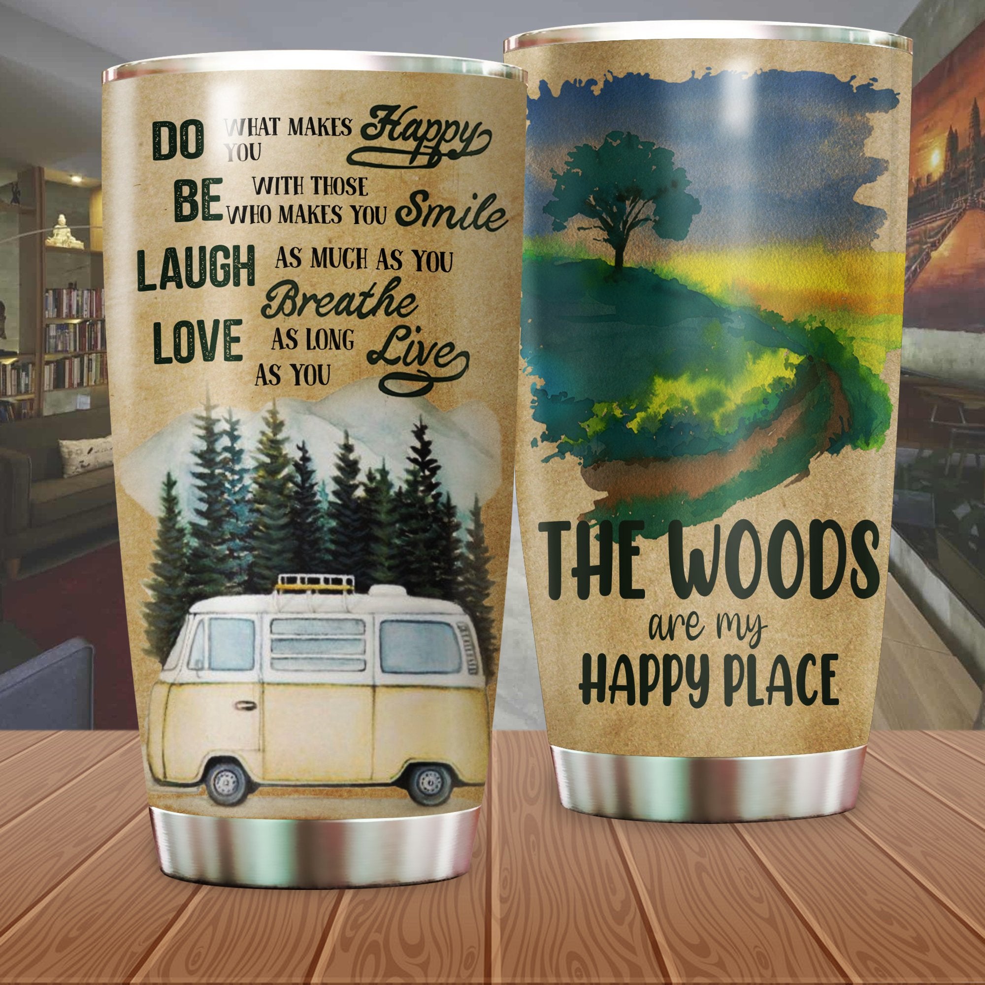 The Woods Are My Happy Place Camping Camfire Tumbler 2021