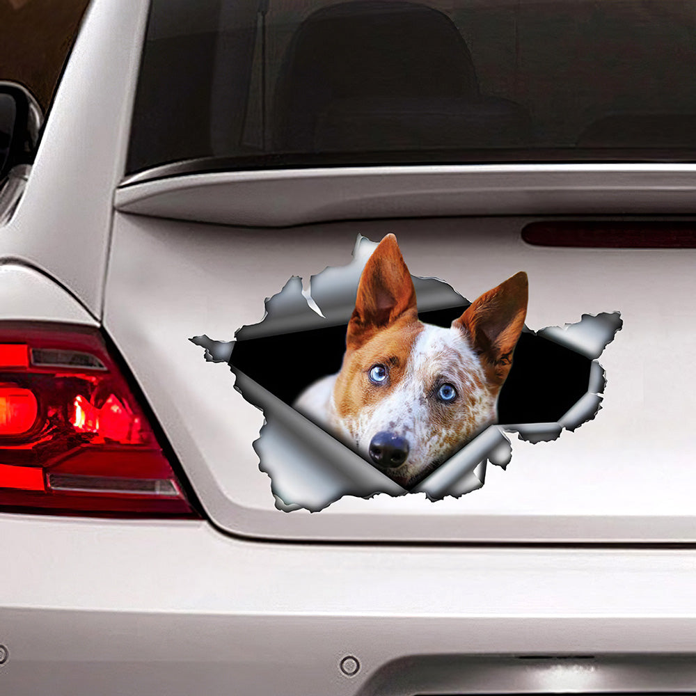 Best Torn Metal Decal, Red Heeler Car 3D Stickers Decal Car Accessories Car Decoration Amazing Gift Idea