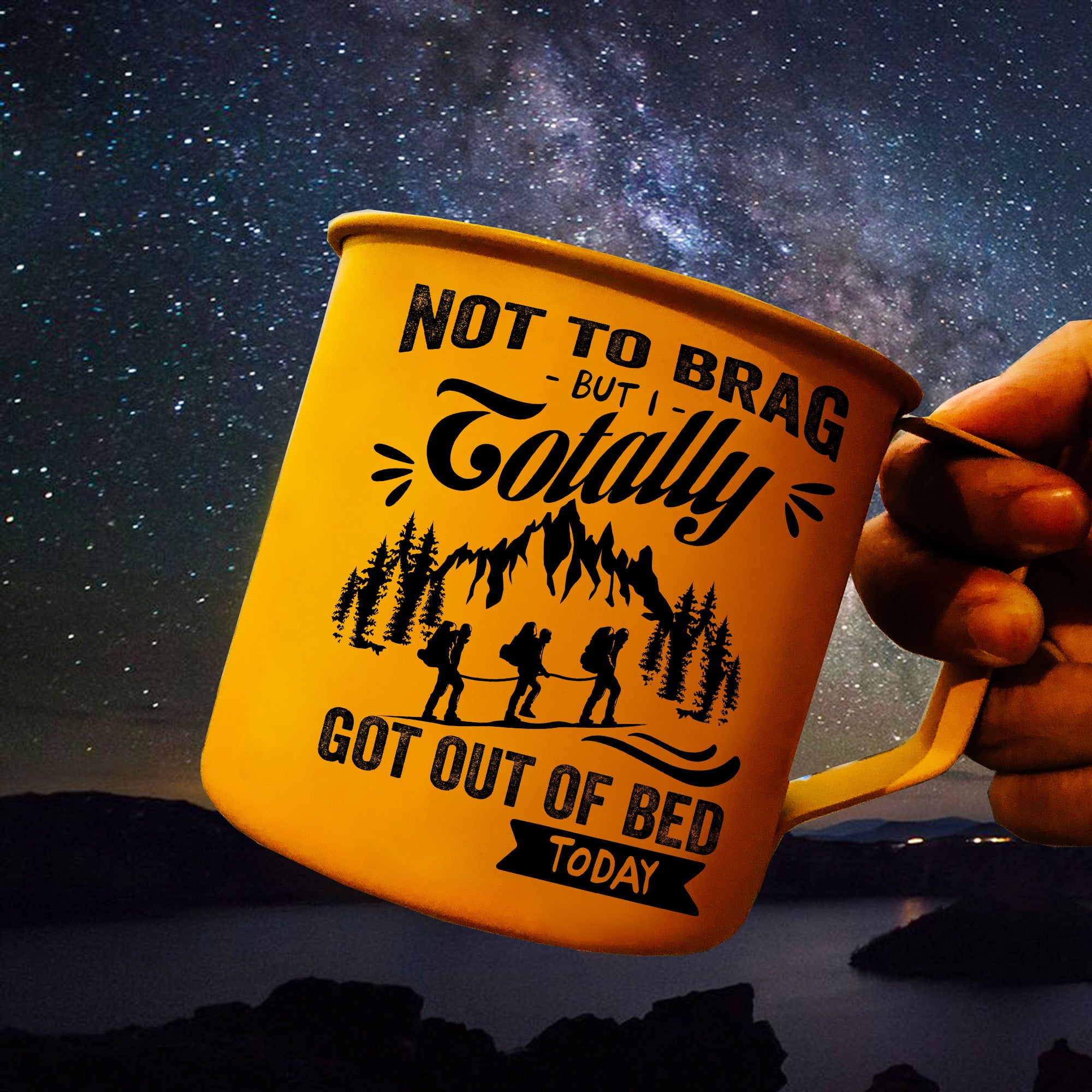 Yellow Typo Campping 2 Mc Campfire Travel Mugs 2021