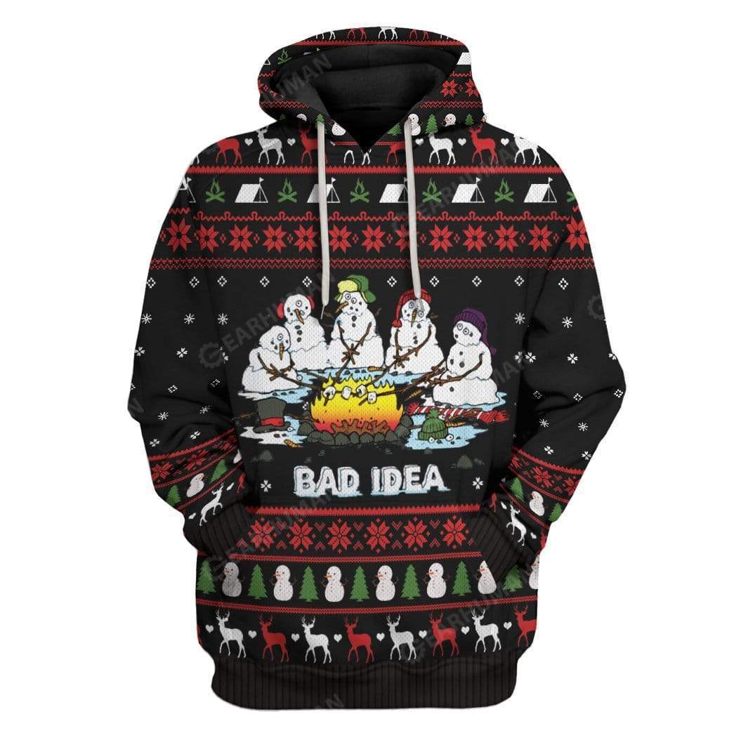 Ugly Christmas Melting Snow Man Camping Bad Camping Custom Hoodie Amazing Gift Idea