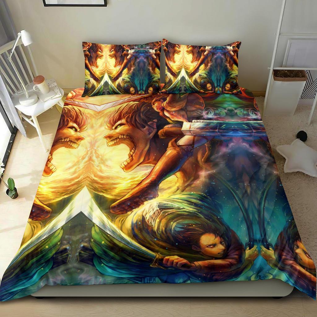 Vibrant Attack On Titan Bedding SetDuvet Cover And Pillowcase Set