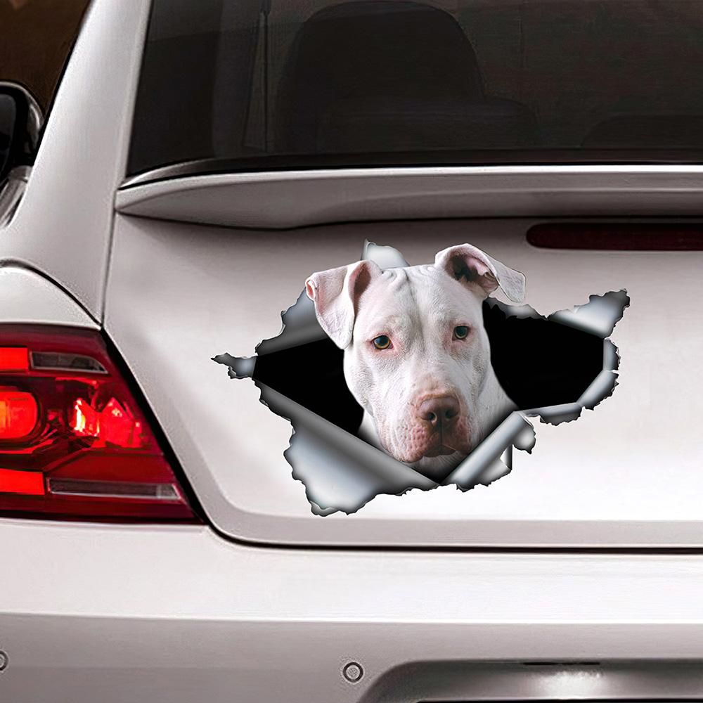 Best White Pitbull Car 3D Stickers Decal Car Accessories Car Decoration Amazing Gift Idea