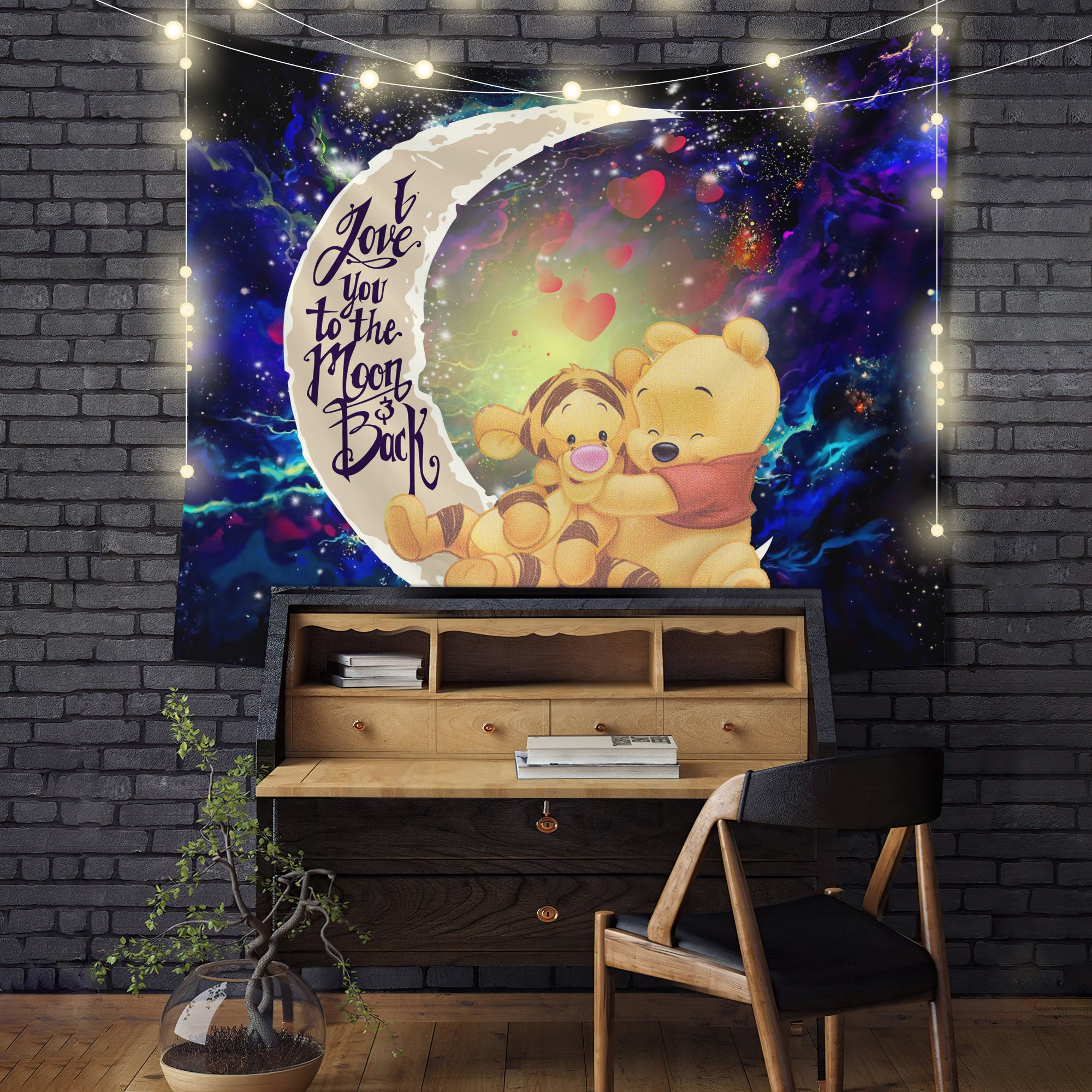 Winnie The Pooh Moon And Back Galaxy Tapestry Room Decor