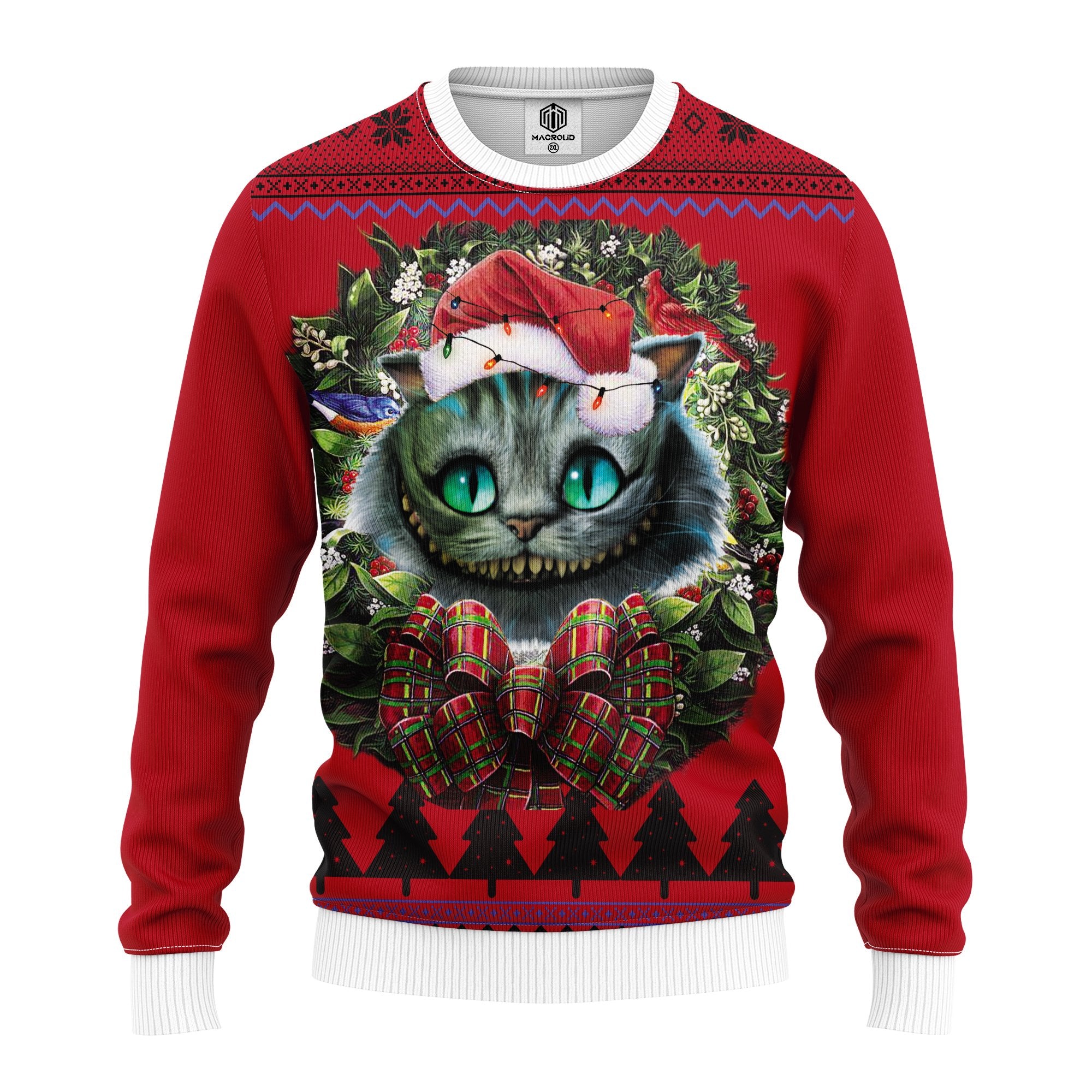 Cheshire Cat Alice In Wonderland Noel Mc Ugly Christmas Sweater Thanksgiving Gift