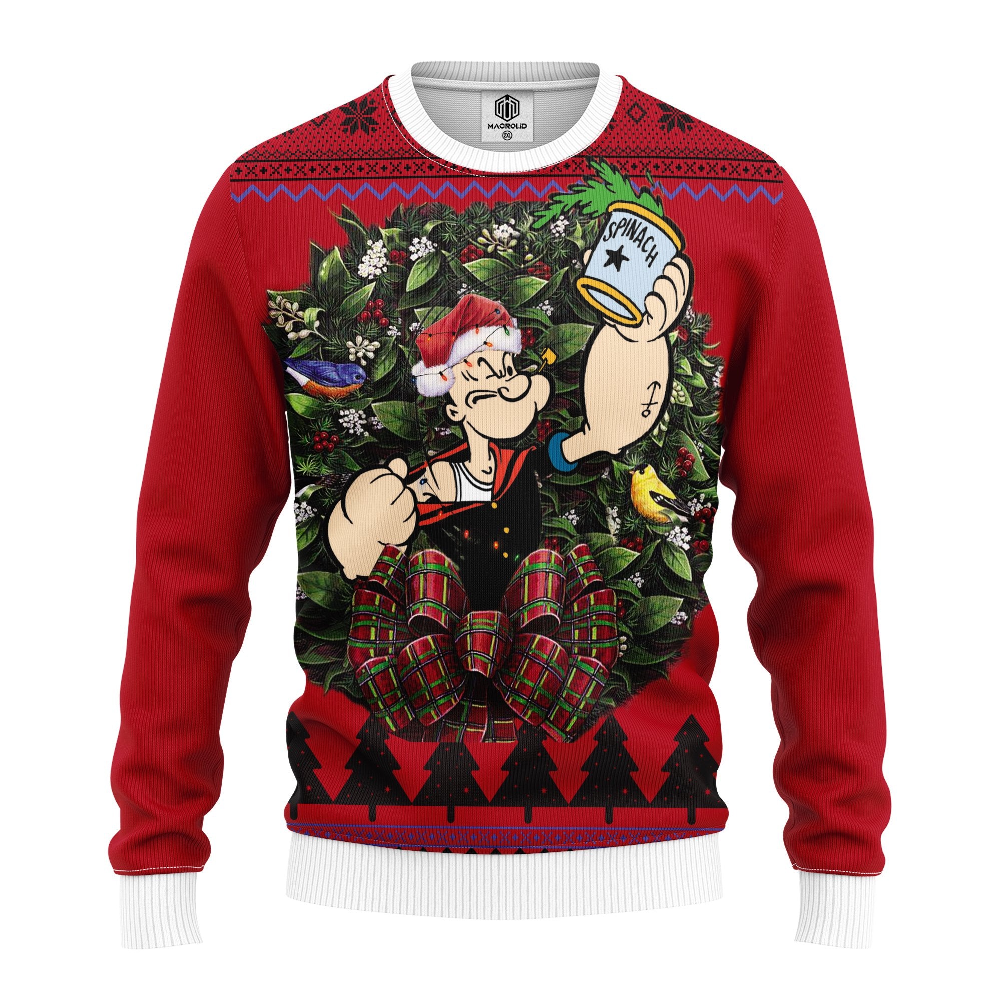 Popeye Holding Spinach Can Noel Mc Ugly Christmas Sweater Thanksgiving Gift