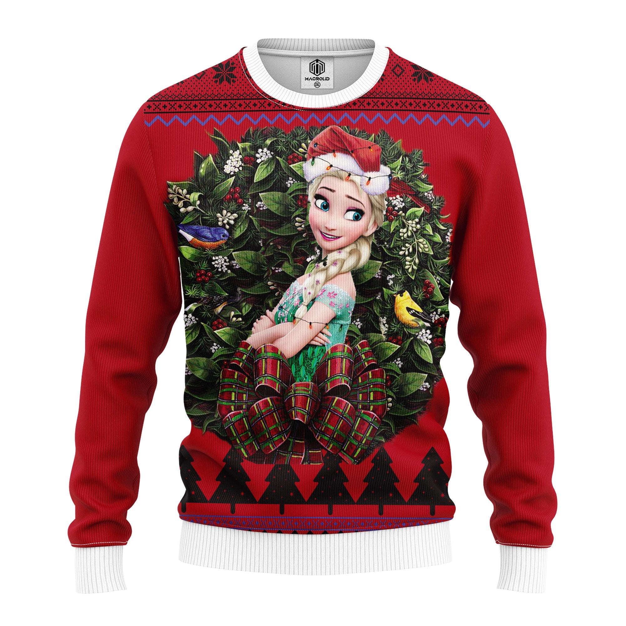 Queen Elsa Wearing Green Dress Noel Mc Ugly Christmas Sweater Thanksgiving Gift