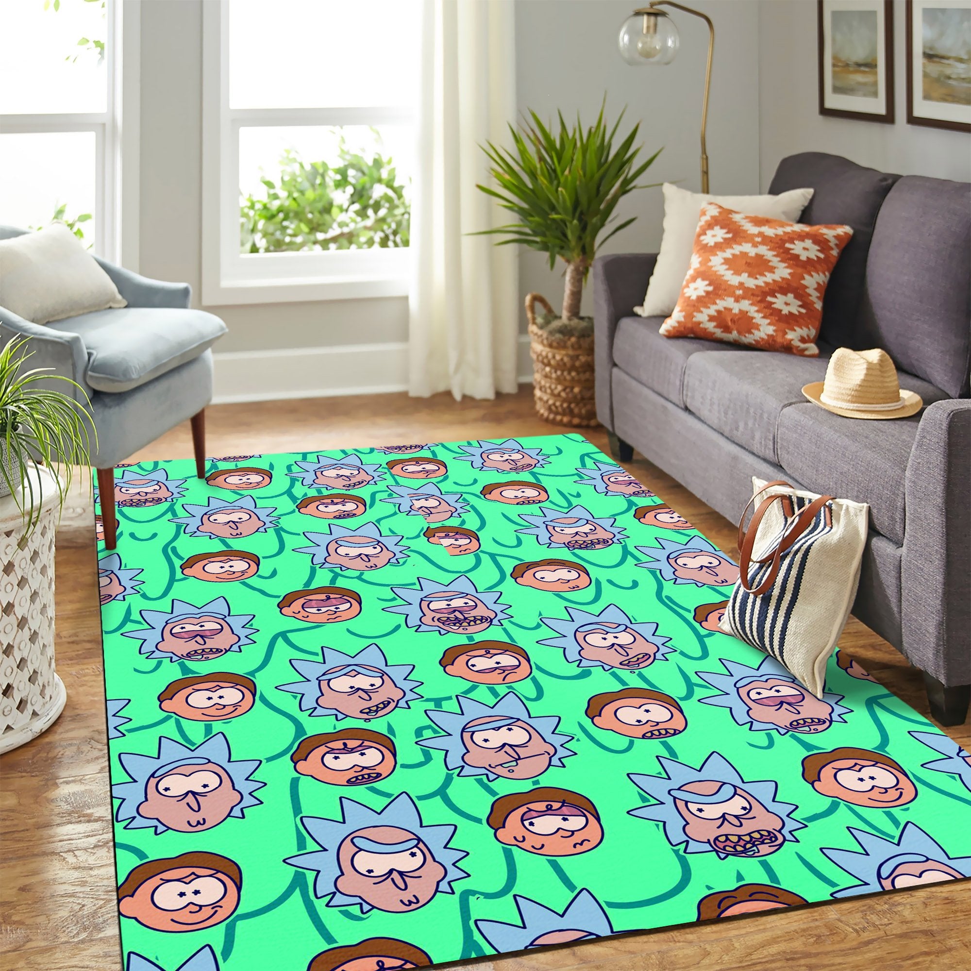 Rick And Morty Green Head Carpet