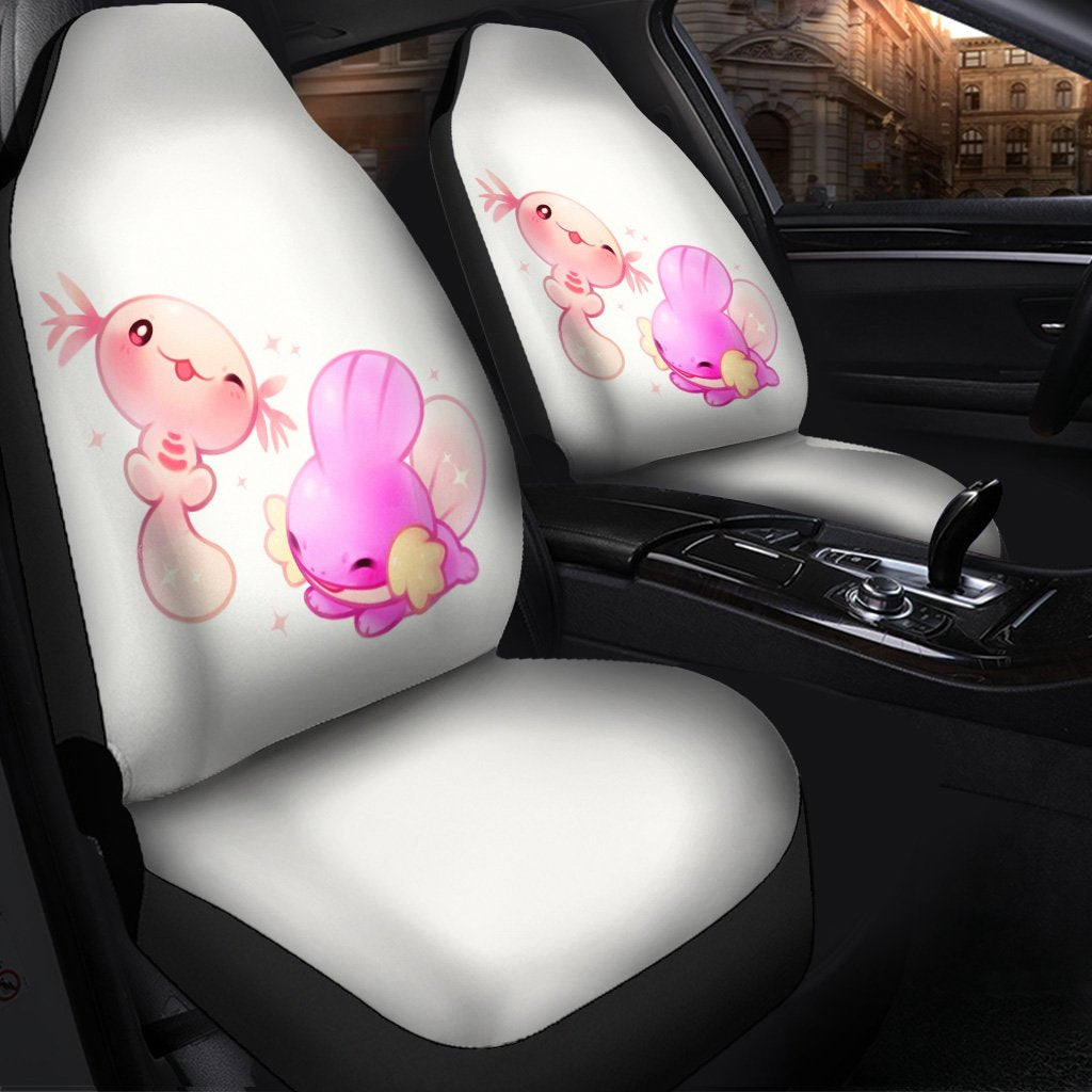 Coral Axolotl And Pokemon Seat Cover