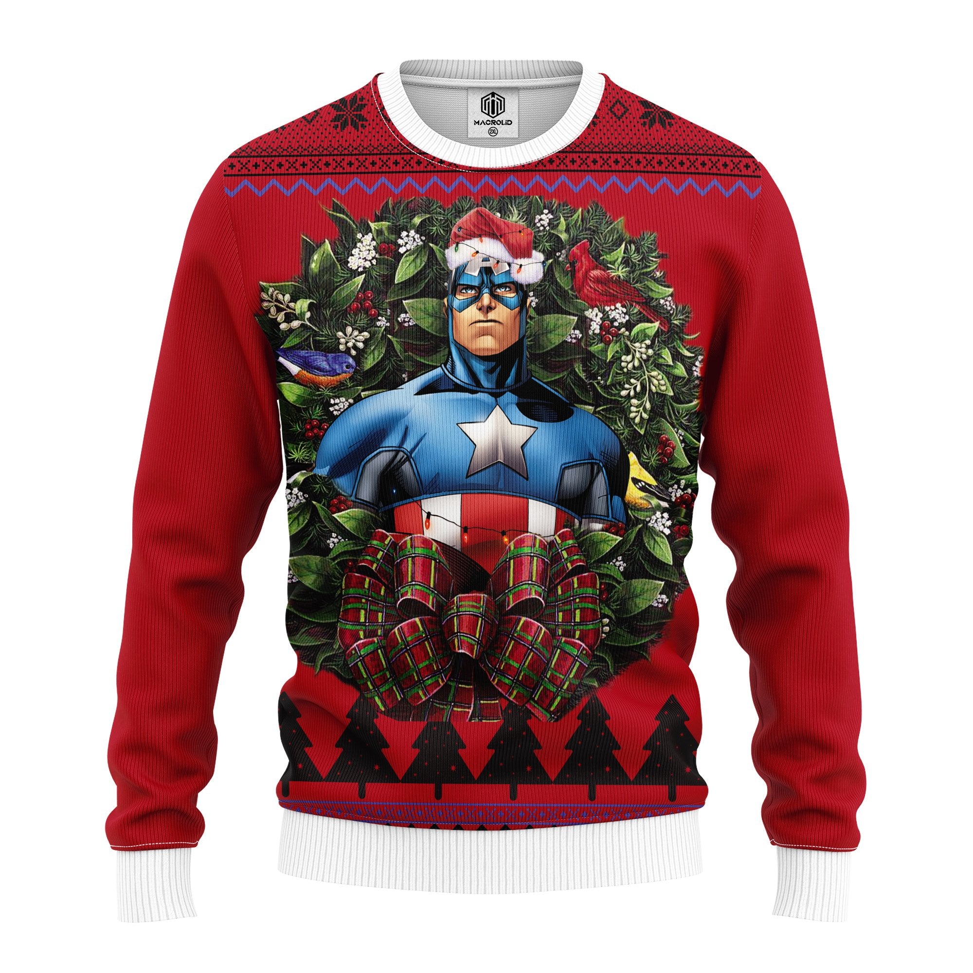 Captain America Illustration Noel Mc Ugly Christmas Sweater Thanksgiving Gift