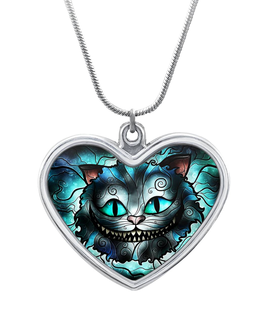 Cheshire Cat Heart Necklace