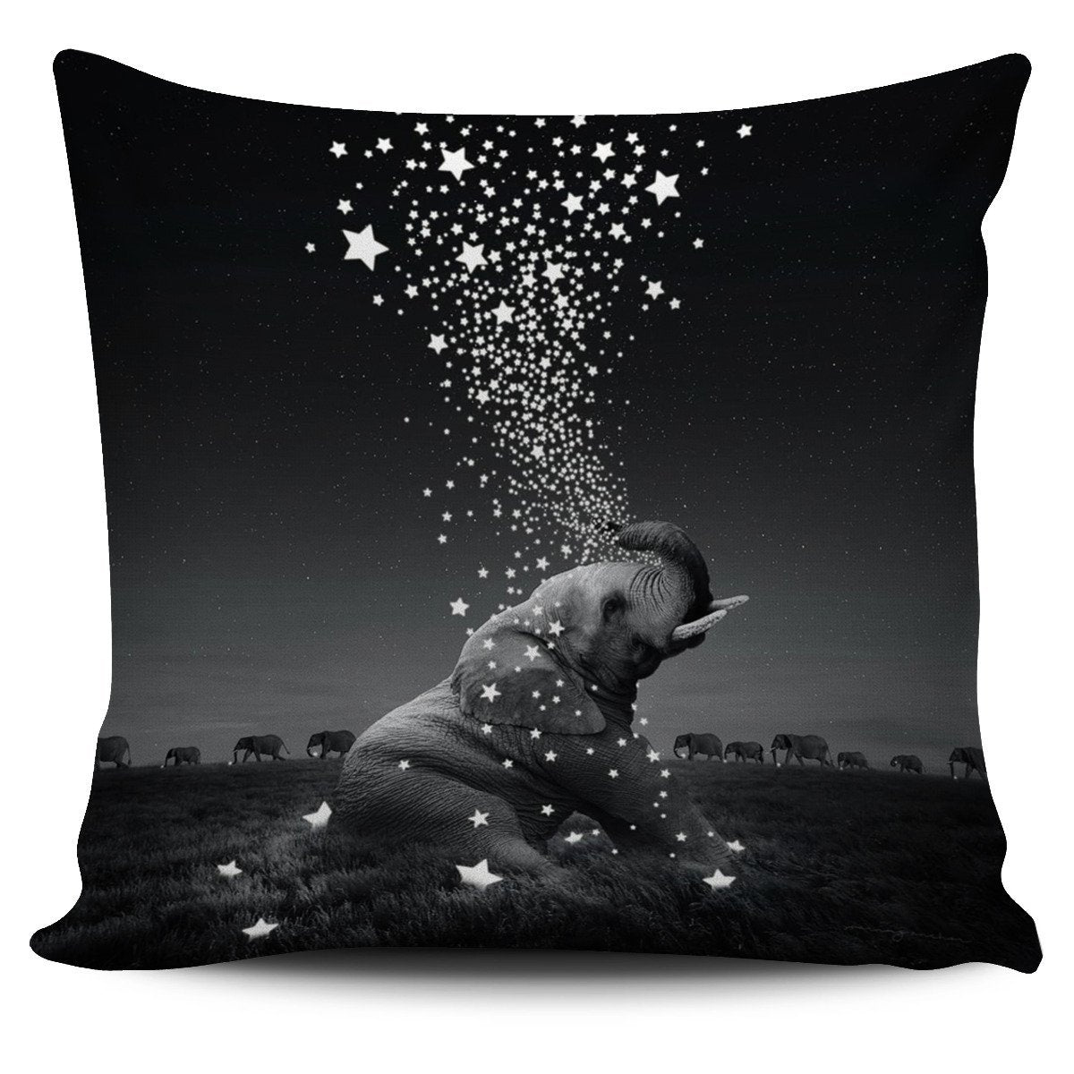Elephant Night Star Pillow Cover