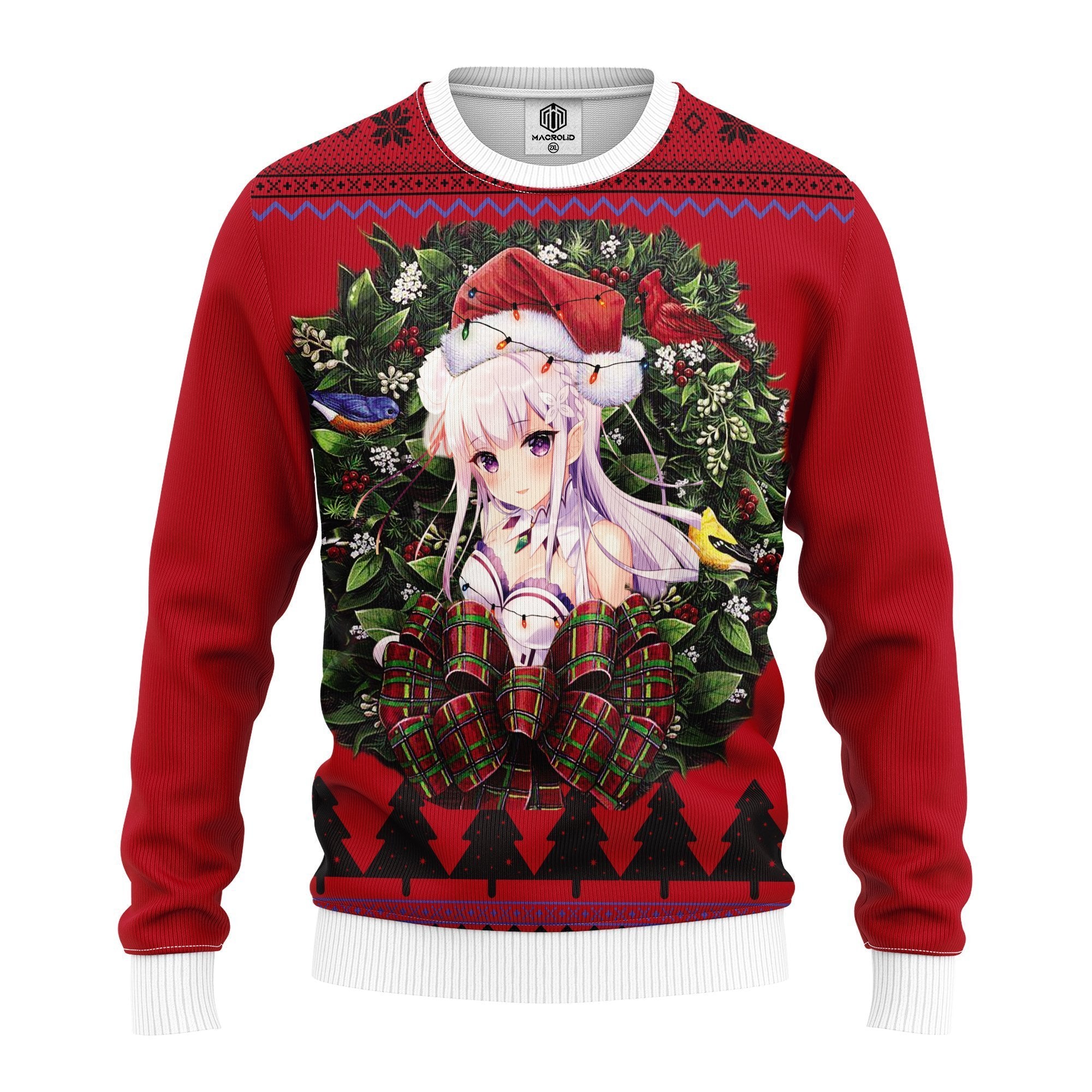 Emilia Purple Haired Re Zero Noel Mc Ugly Christmas Sweater Thanksgiving Gift
