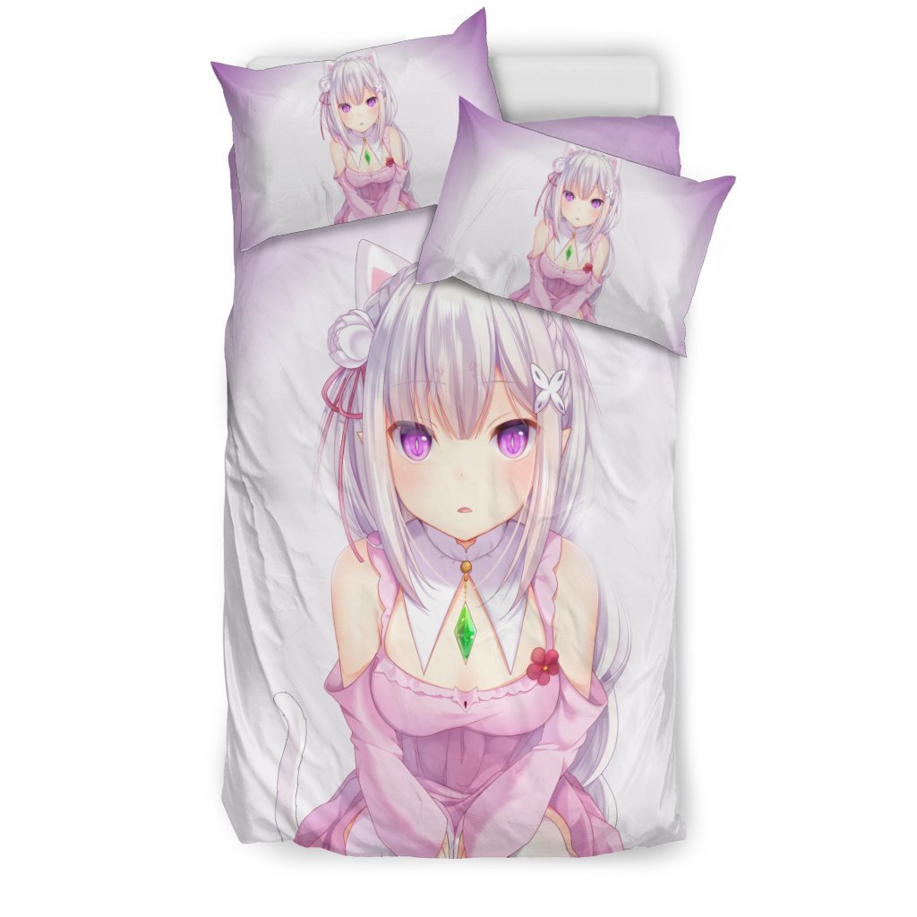 Emilia Re:Zero Starting Life In Another World Bedding Set 1 Duvet Cover And Pillowcase Set