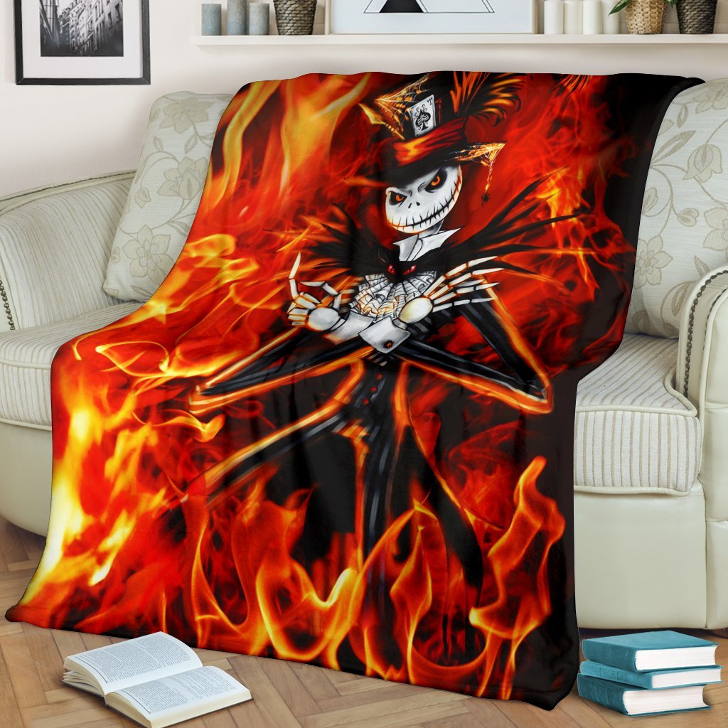 Fire Jack Skellington Premium Blanket