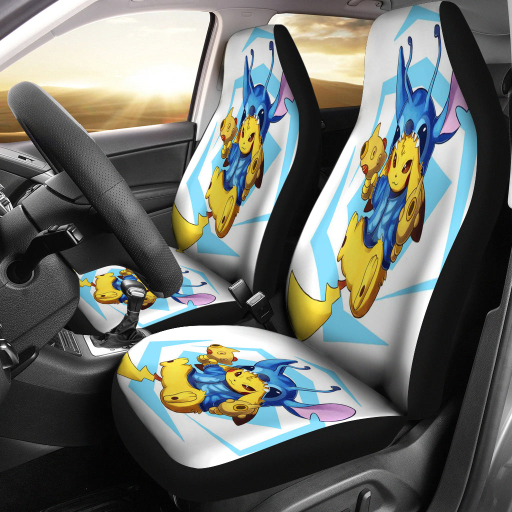 Pikachu Stitch Fight Seat Cover