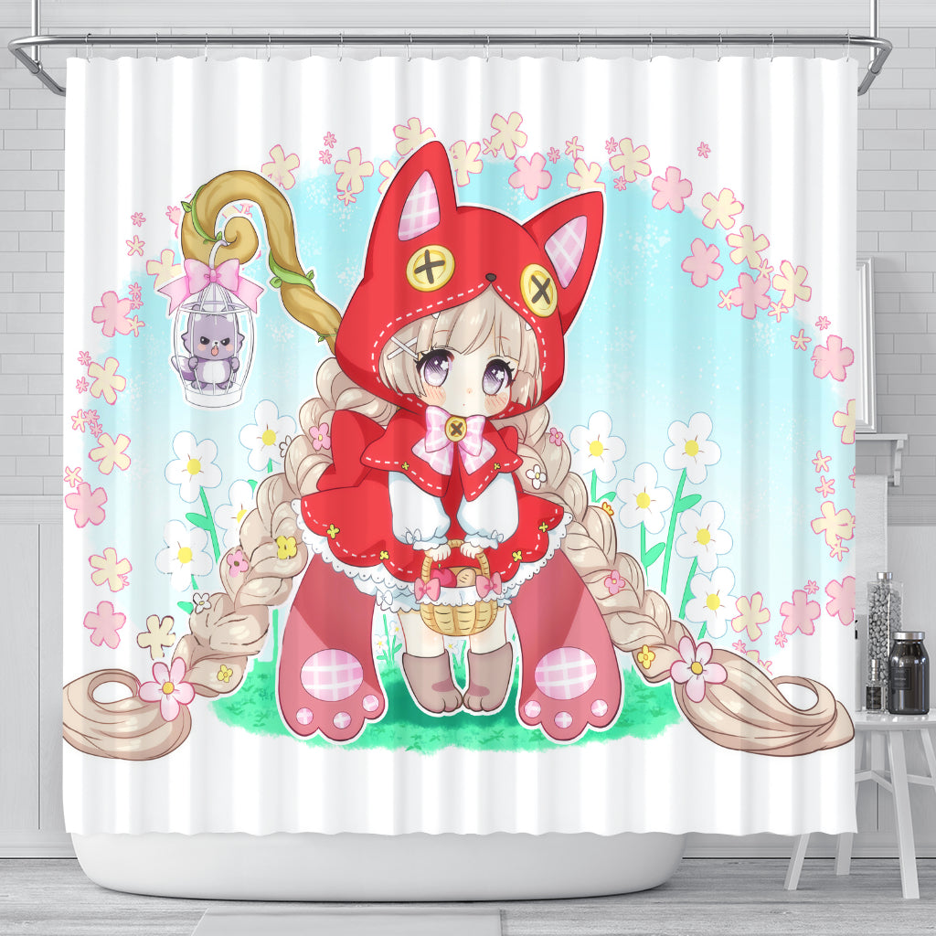 Chibi Red Riding Hood Shower Curtain