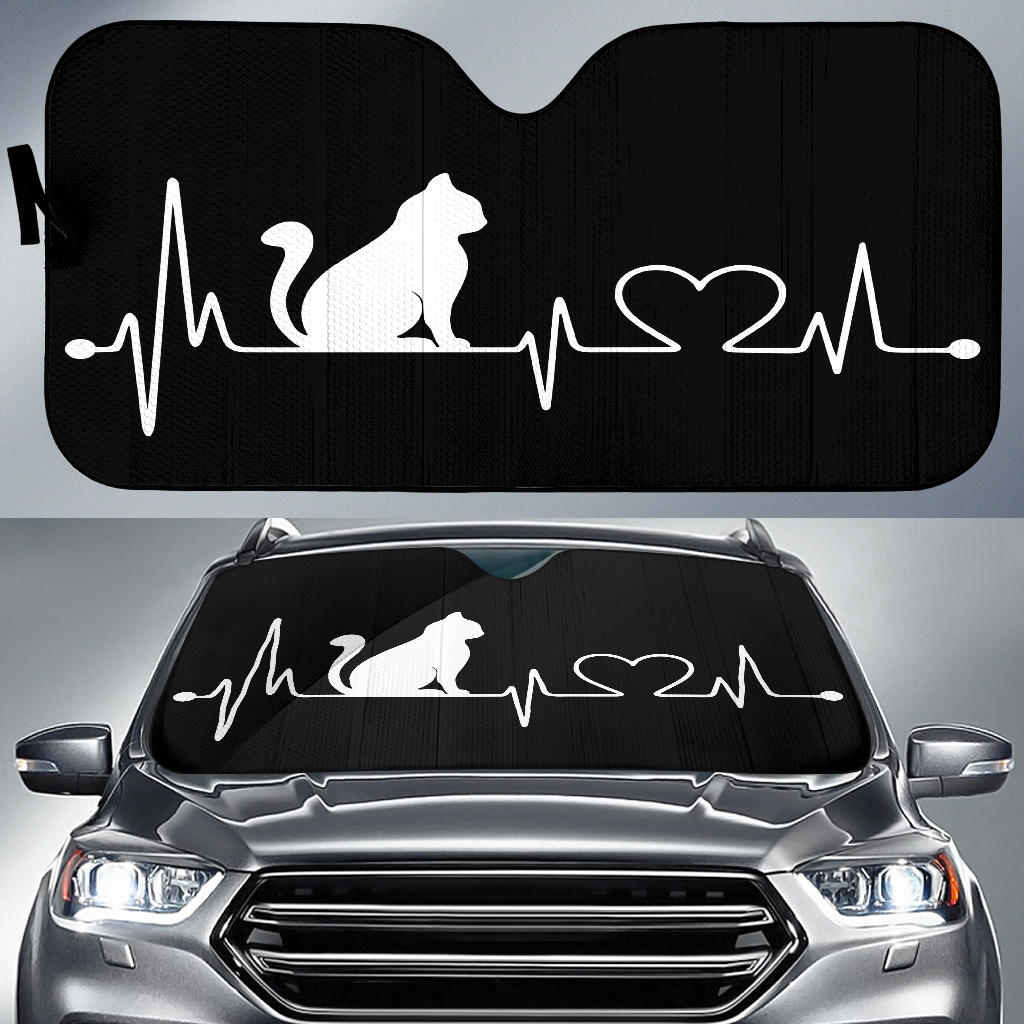 Cat Heart Beat Auto Sun Shades Amazing Best Gift Ideas 2021