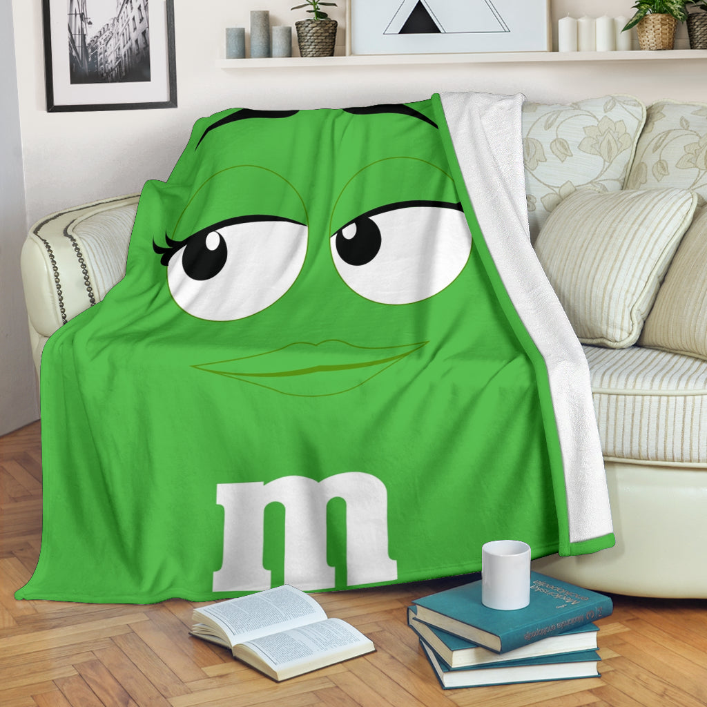 M&M Chocolate Green Premium Blanket