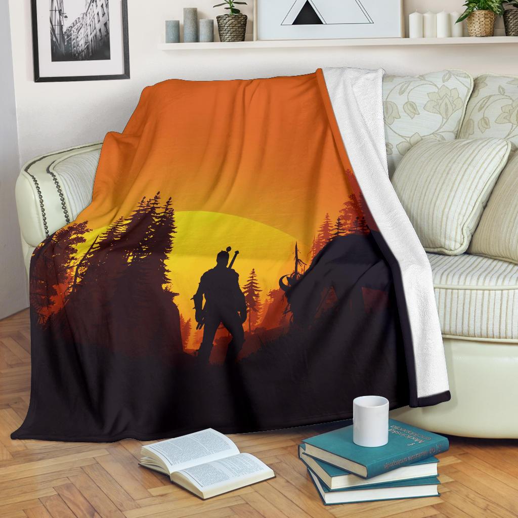 The Witcher Wild Hunt Sunset Premium Blanket
