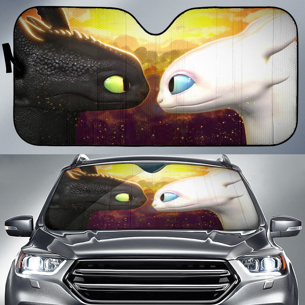 Light Fury And Toothless Love Car Sun Shades Amazing Best Gift Ideas 2022