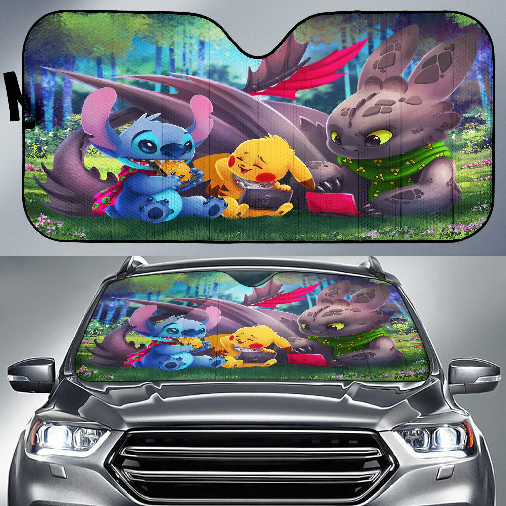 Pikachu Toothless Stitch Car Sun Shades Amazing Best Gift Ideas 2021