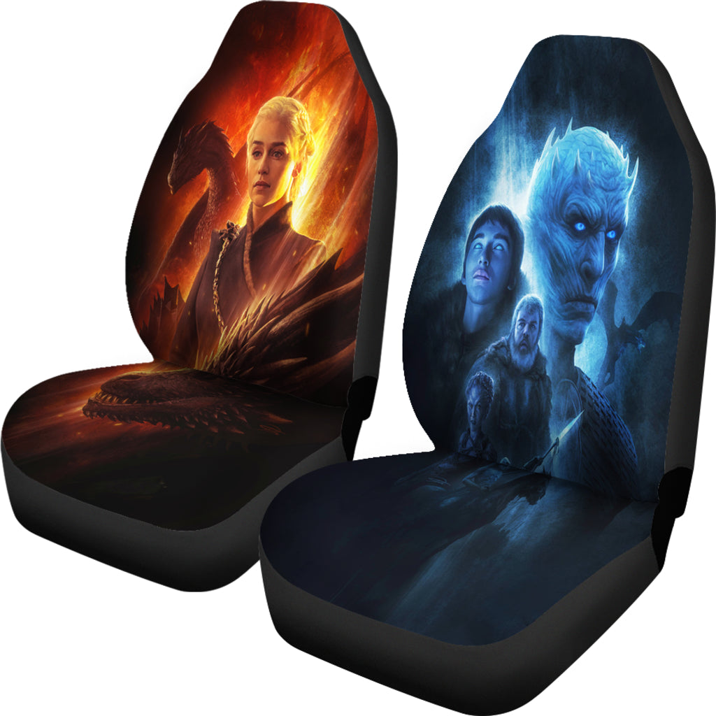 Mother Of Dragon Vs Night King Car Seat Covers Amazing Best Gift Idea