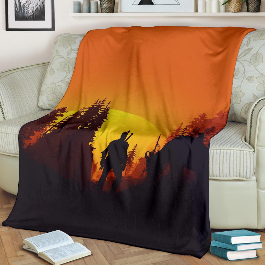 The Witcher Wild Hunt Sunset Premium Blanket