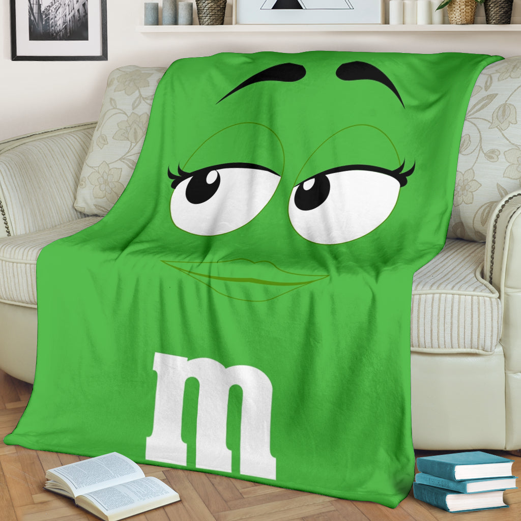 M&M Chocolate Green Premium Blanket