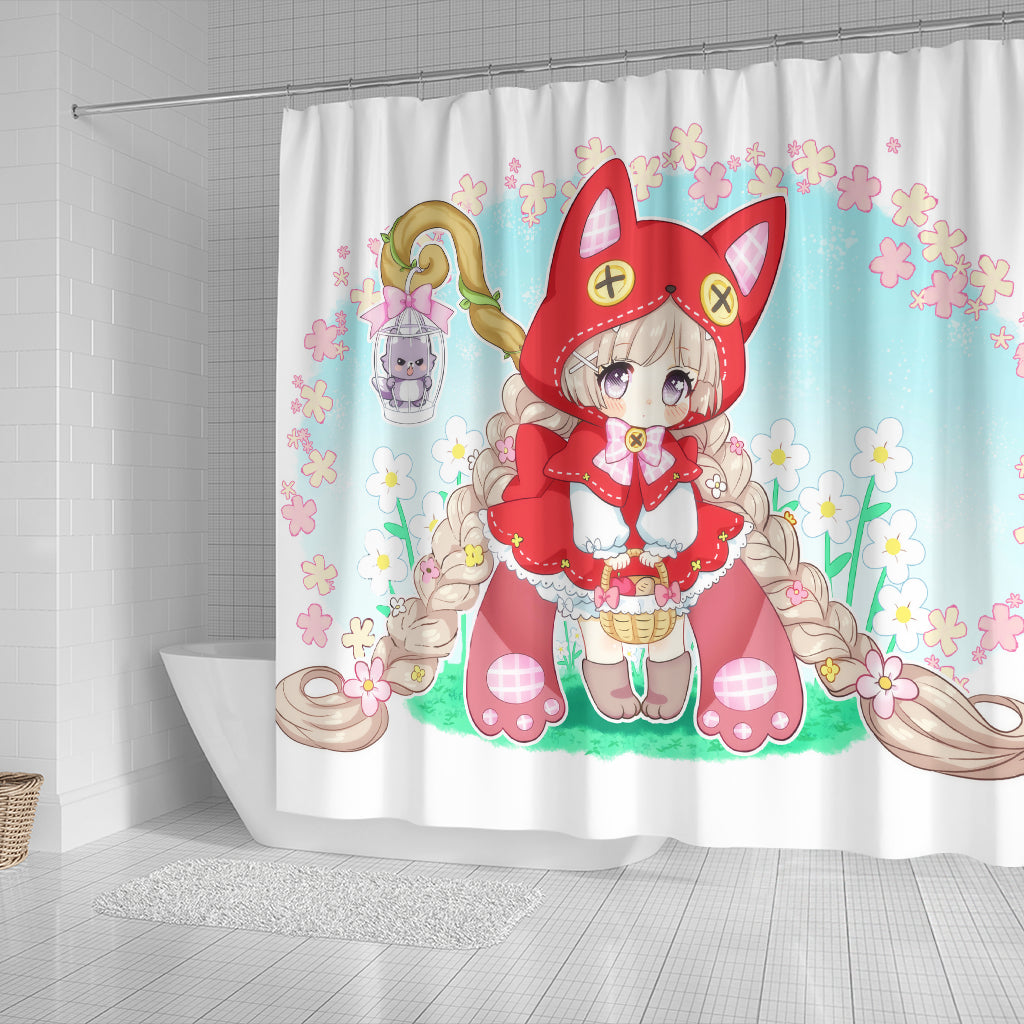 Chibi Red Riding Hood Shower Curtain