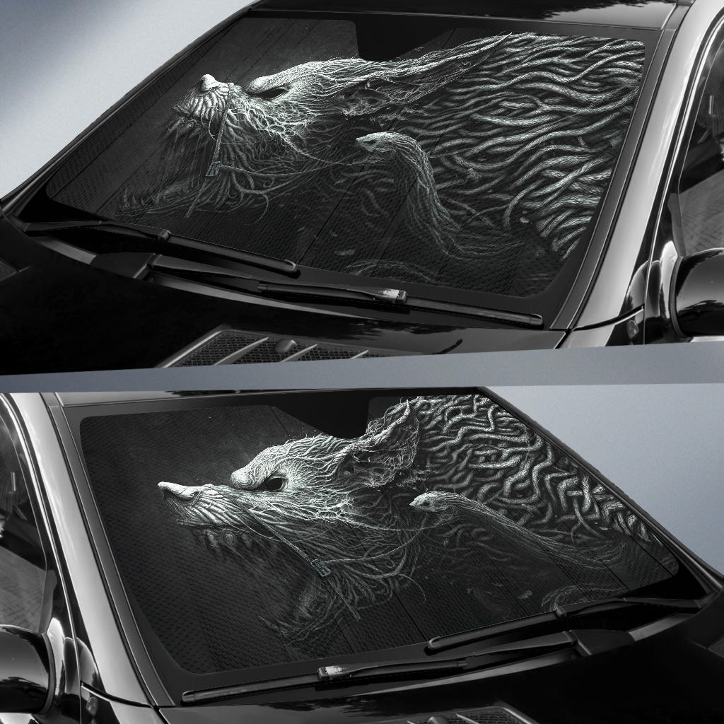 Black And White Hellhound Wolf Auto Sun Shades Amazing Best Gift Ideas 2022