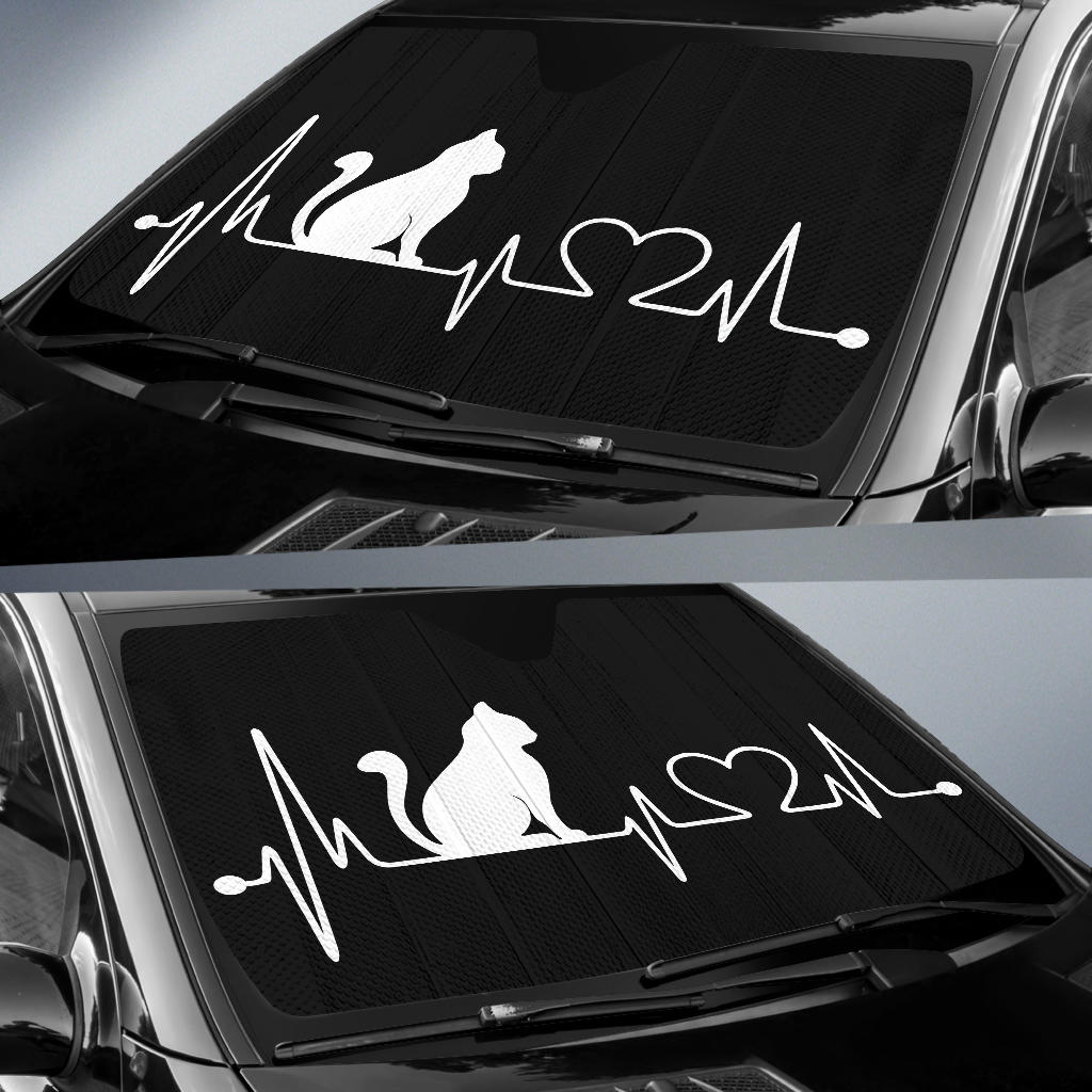 Cat Heart Beat Auto Sun Shades Amazing Best Gift Ideas 2021