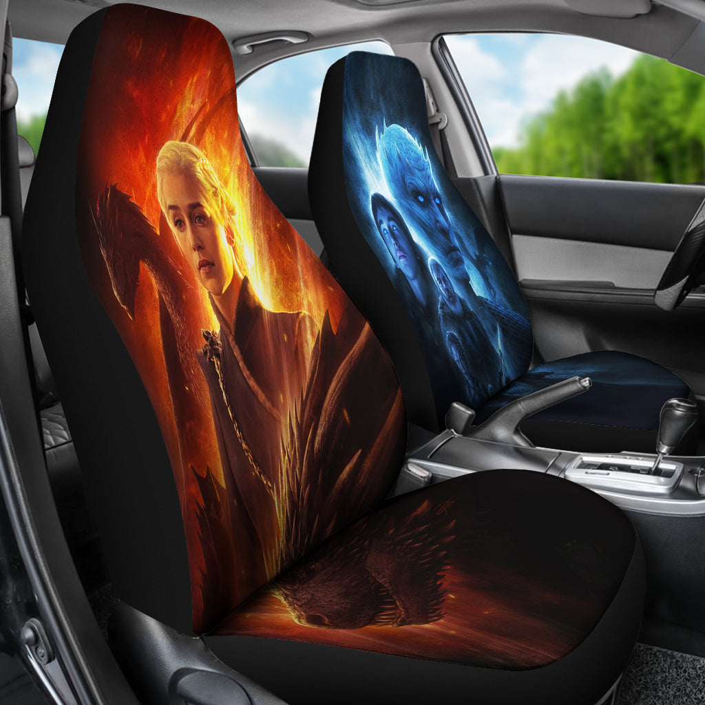 Mother Of Dragon Vs Night King Car Seat Covers Amazing Best Gift Idea
