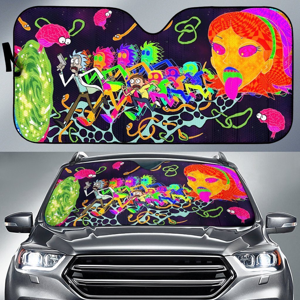 Funny Rick Morty Colorful Car Sun Shades Amazing Best Gift Ideas 2022