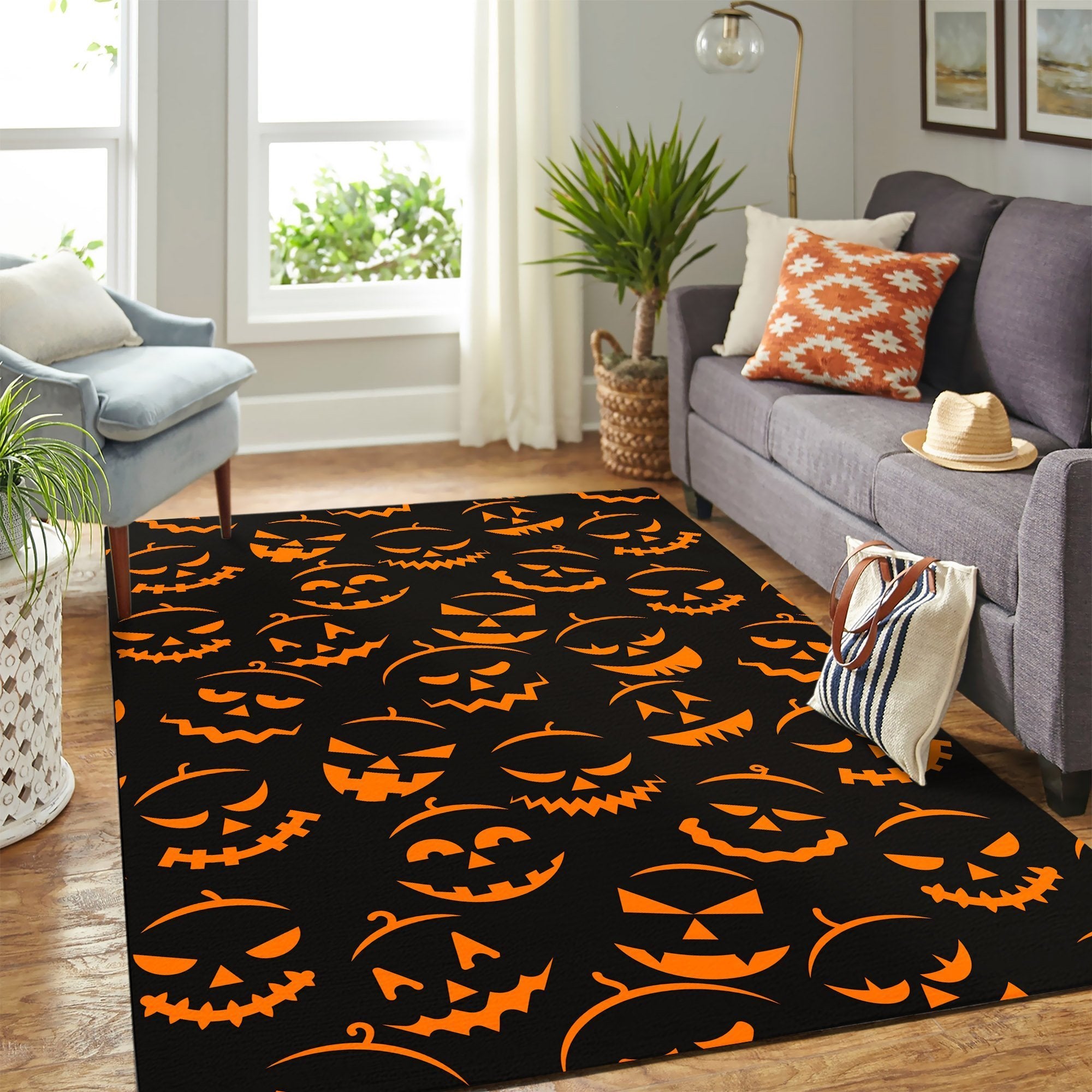 Halloween Face Pattern Carpet Rug