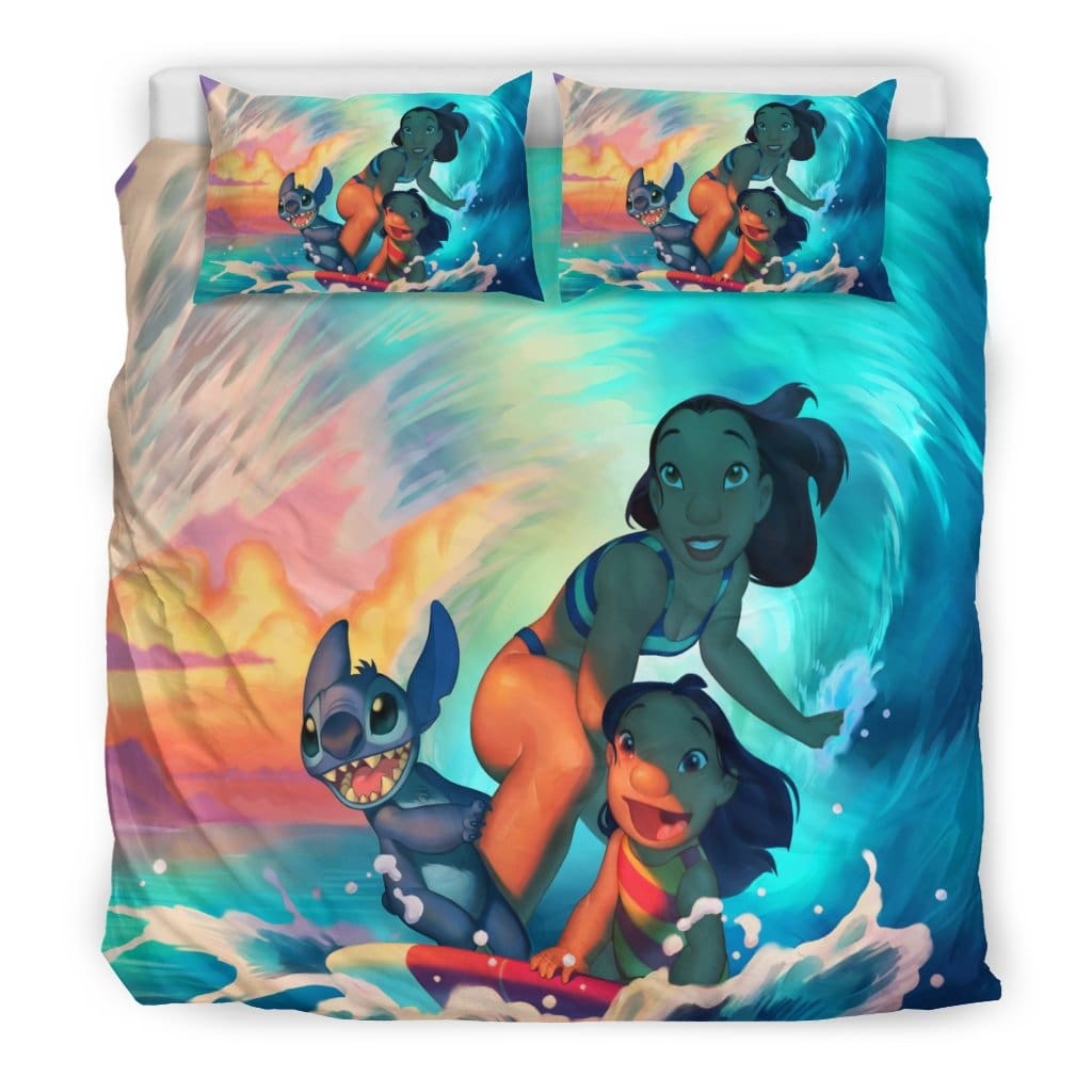 Lilo & Stitch Surfing Bedding Set Duvet Cover And Pillowcase Set
