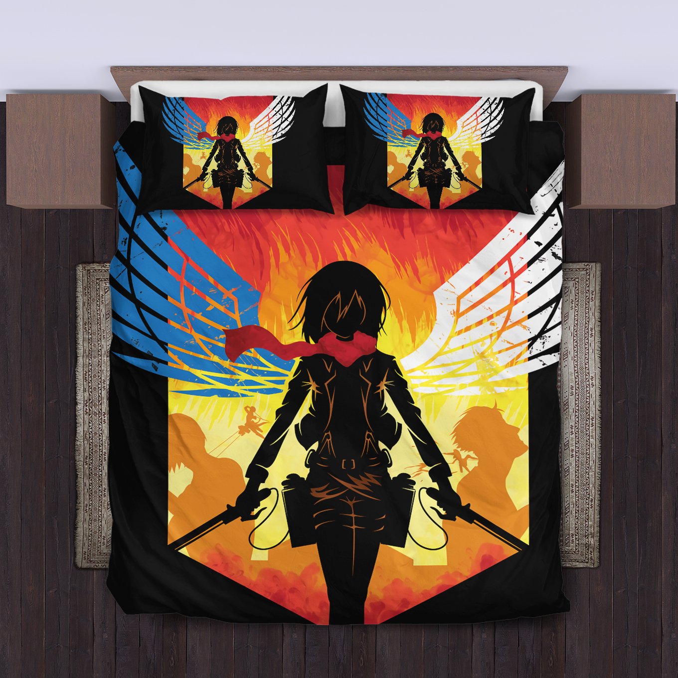 Mikasa Attack On Titan Bedding Set Duvet Cover And Pillowcase Set